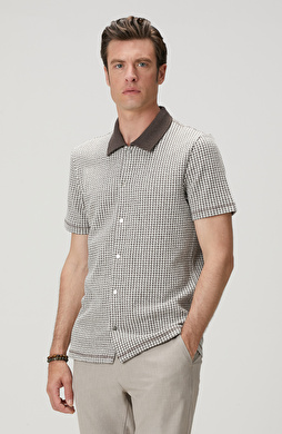 Kahverengi Keten Karışımlı Gömlek