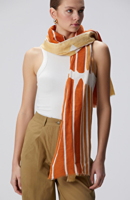 Kiremit Keten Karışımlı Şal Kiremit Keten Karışımlı Şal