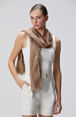 Vizon Unisex Keten Şal Vizon Unisex Keten Şal