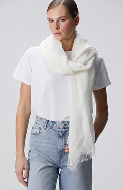 Bej Unisex Keten Şal