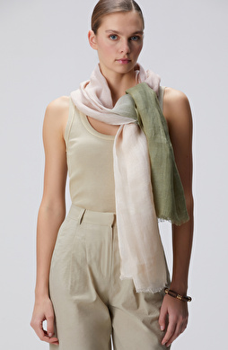 Bej Yeşil Keten Karışımlı Kadın Şal Bej Yeşil Keten Karışımlı Kadın Şal