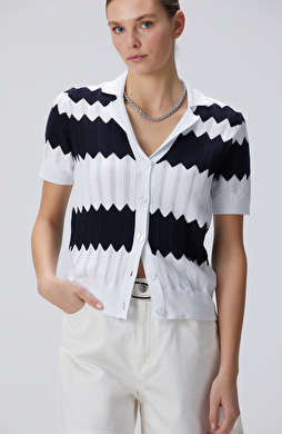 Lacivert-Beyaz Hırka