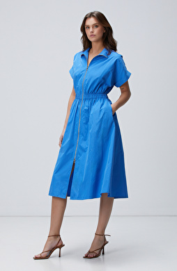 Mavi Midi Tafta Elbise