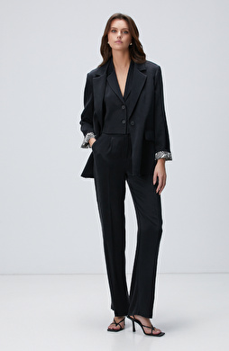 Siyah Cupro Pantolon