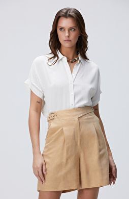 Kırık Beyaz Çizgili Gömlek