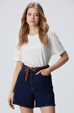 Kırık Beyaz Keten Mix T-shirt Kırık Beyaz Keten Mix T-shirt