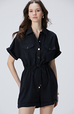 Siyah Safari Şort Tulum