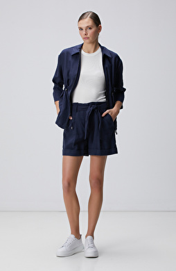 Lacivert Dokuma Şort