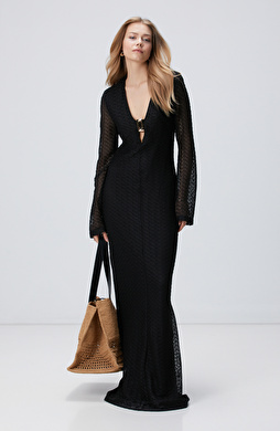 Siyah Maksi Plaj Elbisesi