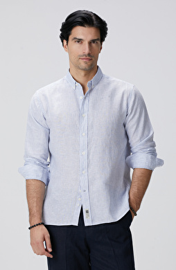 Açık Mavi Beyaz Çizgili Gömlek