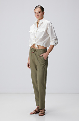 Haki Keten Mix Jogger Pantolon