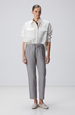 Gri Keten Mix Jogger Pantolon