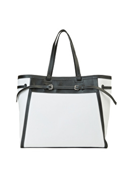 Bej Siyah Kadın Deri Çanta