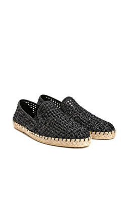 Black Men's Leather Espadrilles