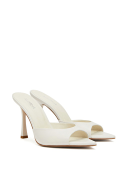 Kırık Beyaz Kadın Deri Terlik