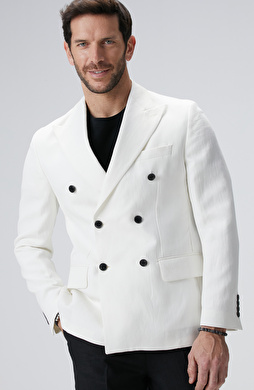 Kırık Beyaz Keten Karışımlı Ceket Kırık Beyaz Keten Karışımlı Ceket