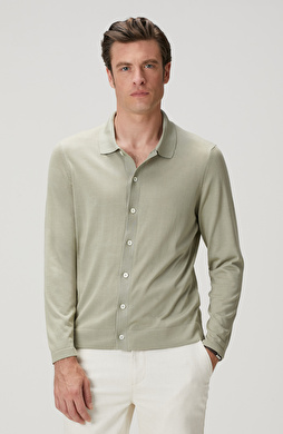 Limited Haki İpek Karışımlı Triko Gömlek Limited Haki İpek Karışımlı Triko Gömlek