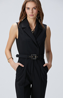 Siyah Yün Karışımlı Tulum Siyah Yün Karışımlı Tulum