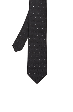 Siyah Puantiyeli İpek Kravat