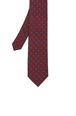 Bordo Şal Desenli Kravat