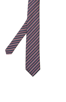 Lacivert Çizgili İpek Kravat