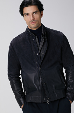 Lacivert Degradeli Deri Mont