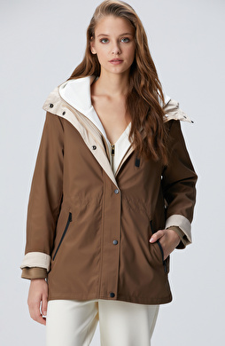 Haki Çift Taraflı Mont