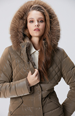 Koyu Bej Çift Taraflı Mont