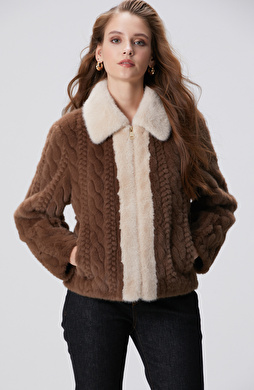 Kahverengi Örgü Desenli Kaban