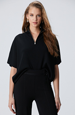 Siyah Bol Form Basic Triko Kazak