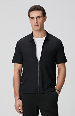 N-Tech Siyah Fermuarlı Örme Gömlek N-Tech Siyah Fermuarlı Örme Gömlek