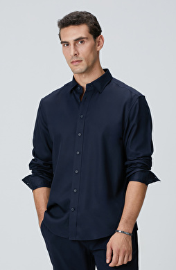 Lacivert Lyocell Gömlek Lacivert Lyocell Gömlek