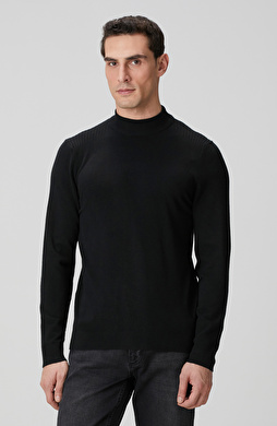 Siyah Yarım Balıkçı Yaka Kazak