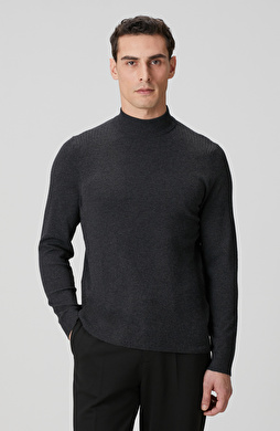 Antrasit Yarım Balıkçı Yaka Kazak