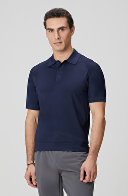 Lacivert Polo Yaka Triko Kazak