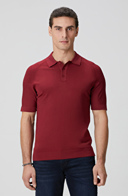 Bordo Polo Yaka Triko Kazak Bordo Polo Yaka Triko Kazak