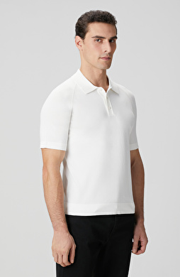 Kırık Beyaz Polo Yaka Triko Kazak