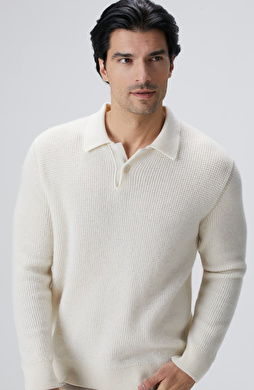 Limited Bej Kaşmir Polo Yaka Kazak