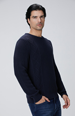 Limited Lacivert Kaşmir Jakarlı Kazak