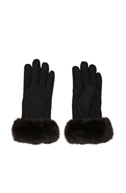 Siyah Kadın Yün Karışımlı Eldiven