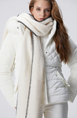 Kırık Beyaz Kadın Yün Karışımlı Atkı