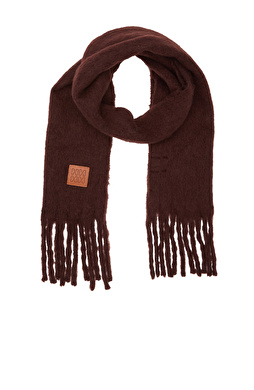 Koyu Kahverengi Yün Karışımlı Atkı