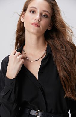 Gold Silver Rengi Kolye