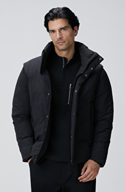 Siyah Yelek Olabilen Puffer Mont