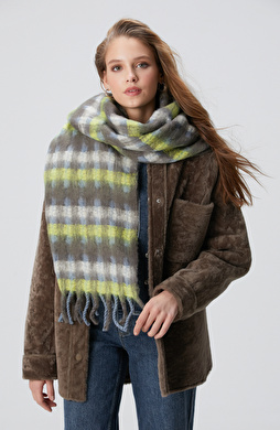 Yeşil Kadın Yün Karışımlı Atkı