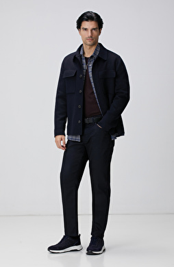 Lacivert Kaplamalı Denim Pantolon