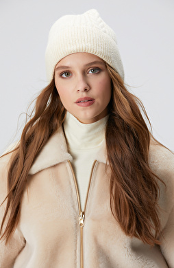 Bej Kadın Yün Karışımlı Bere