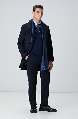 Lacivert Diyagonal Desenli Pantolon