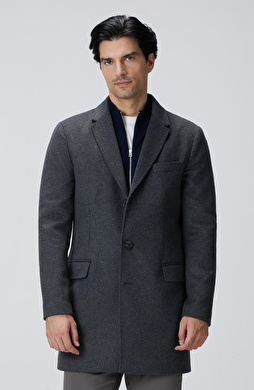 Antrasit Kaşmir Karışımlı Palto