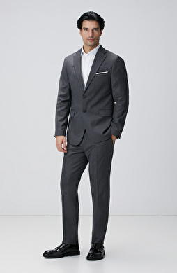 Antrasit Çizgili Yün Takım Elbise